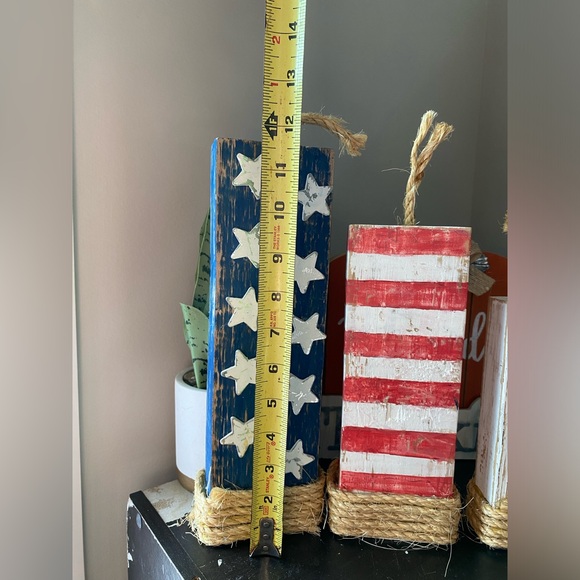 Primitive decor, USA blocks handmade wooden - Picture 3 of 4